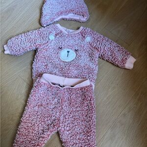 Cozy Pink Bear Kids Matching Set